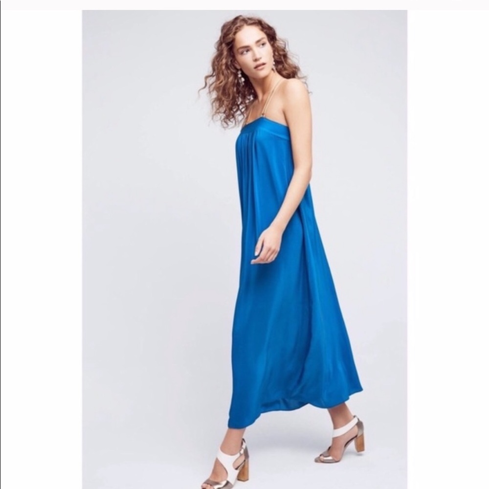 Anthropologie silk blue dress